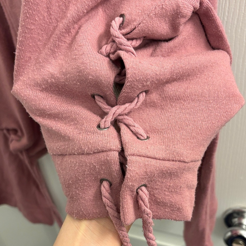 cupcakes & cashmere Pink Lace-Up Sweater